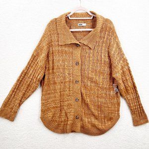 Sonoma Cable Knit Camel Brown Soft Long Collar Button Down  Cardigan Sweater XL